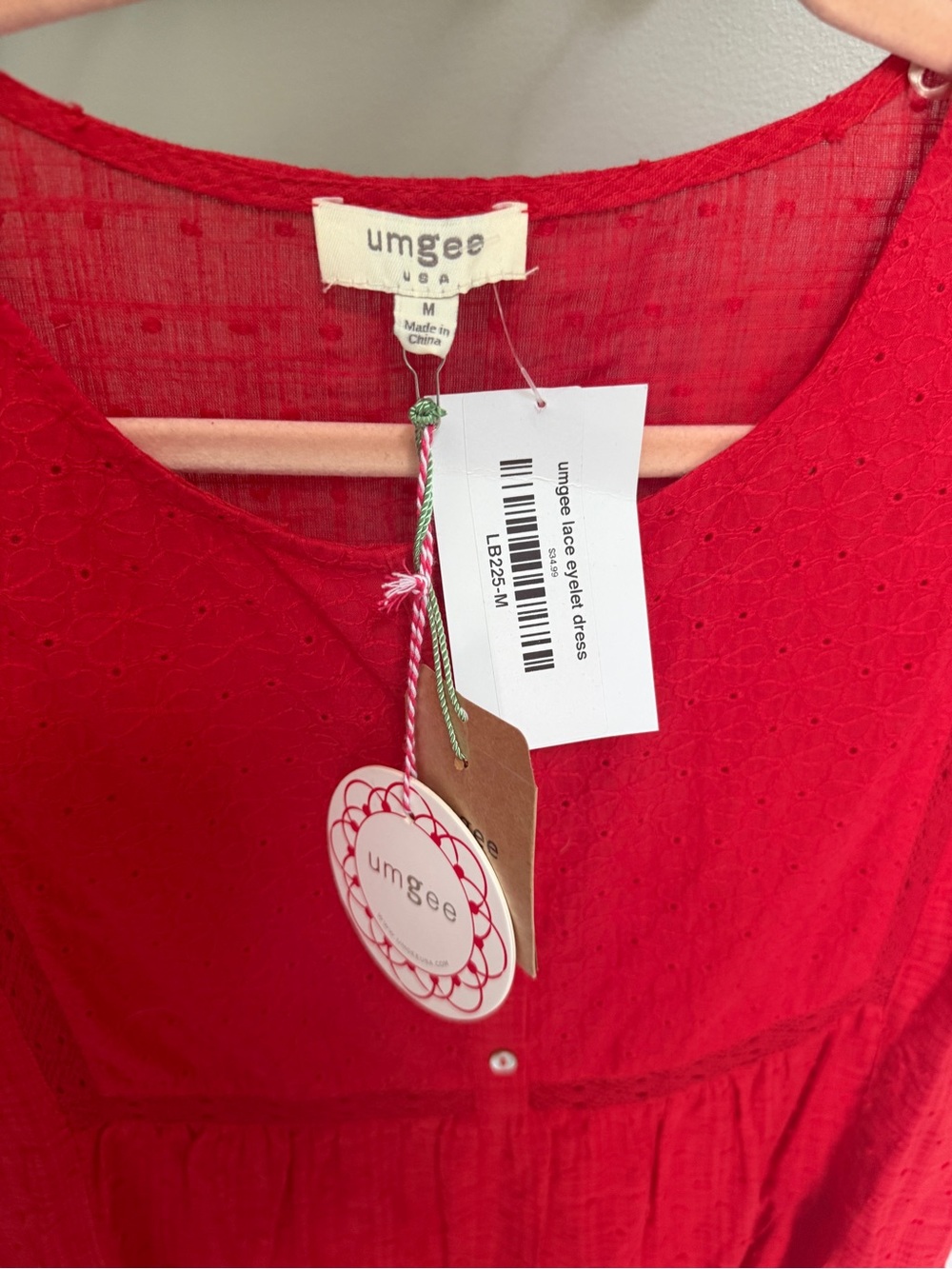Umgee Bright Red Short Sleeve Button-Front Mini Dress - Picture 3 of 3